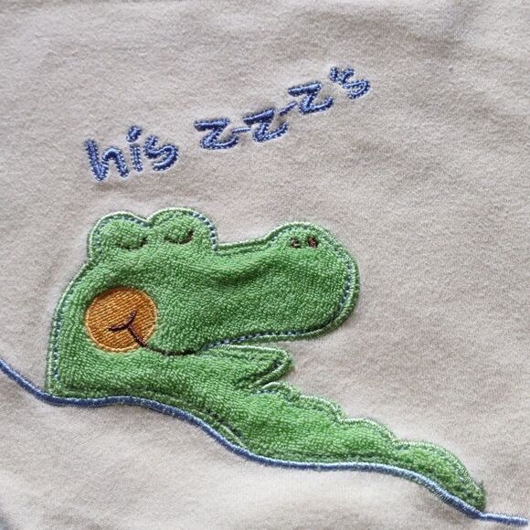 Sunshine Baby 3-6 months yellow blue trim onesie green alligator applique snap‎ - Picture 4 of 5